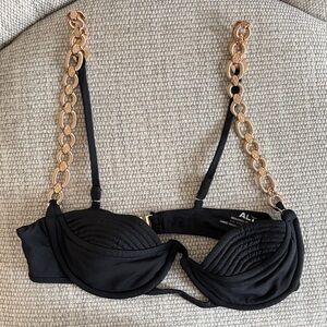 ALT Black Bra with Gold Chain Straps